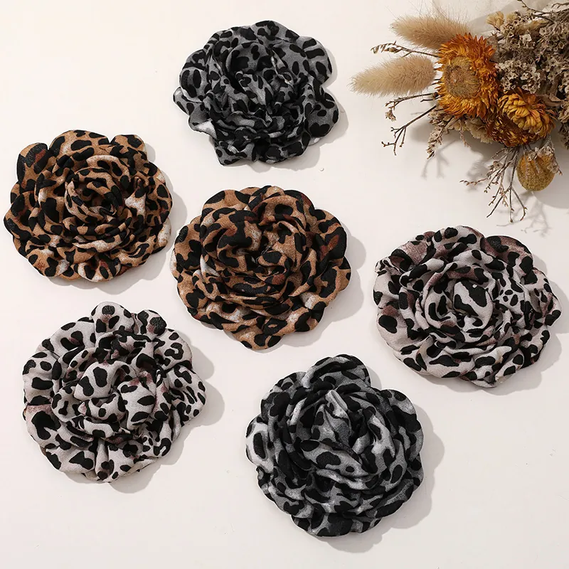 Stoffkamille Mit Leopardenmuster DIY Brosche Haarschmuck Bekleidungsdekor Retro Handgefertigt Elegant