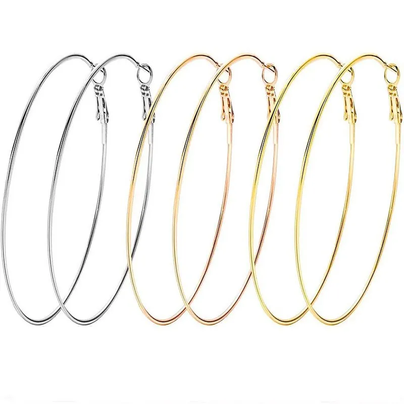 Hoop Earrings 304 Stainless Steel Round Circle Large Exaggerated Fashion Jewelry For Women Gold Plated High Polish