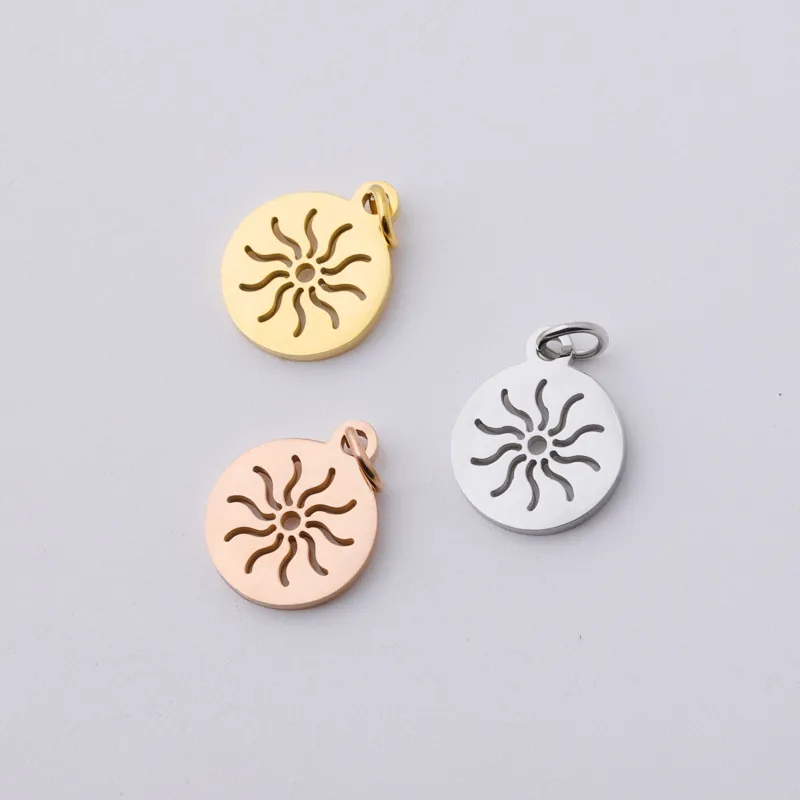 Ronde Holle Zon Hanger Van Spiegelgepolijst Roestvrij Staal DIY Sieraden Maken Accessoire