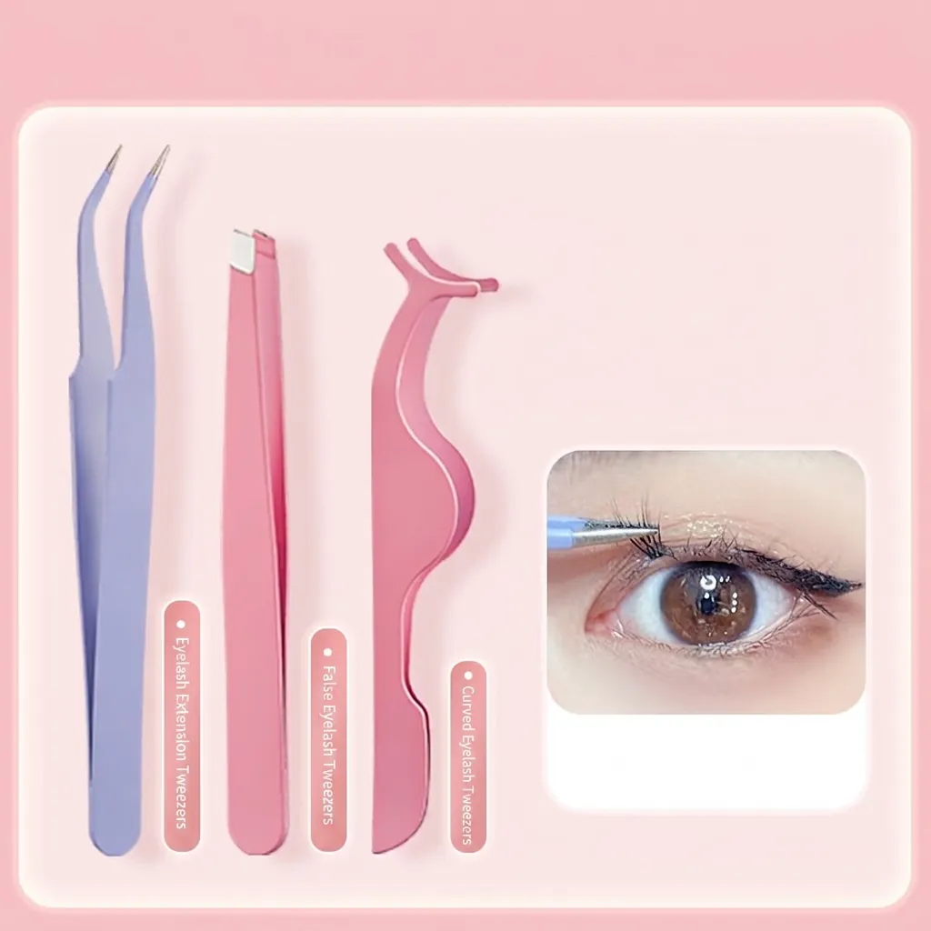 Professional False Eyelash Tweezers Stainless Steel Precision Eyelash Applicator For Grafting And Extension