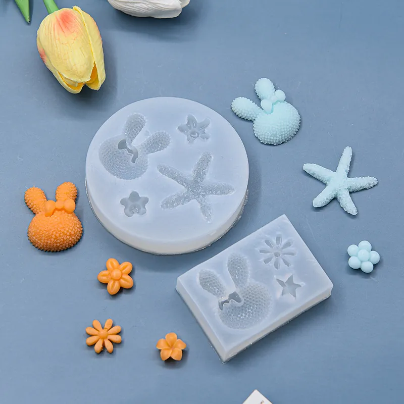 Silicone Baking Mold Bunny Starfish Flower Shape DIY Fondant Chocolate Craft Tool Handmade Clay Soap Resin Decor