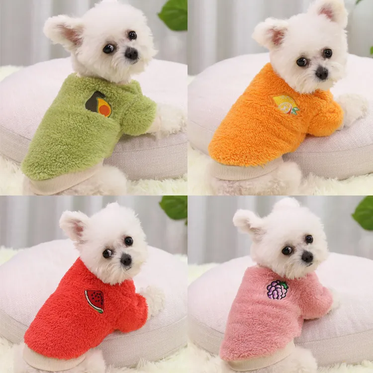 Pull En Polaire Chaude Pour Chien Et Chat Vêtements En Polyester Épais Et Doux Avec Broderie De Fruits Pour Petit Chiot