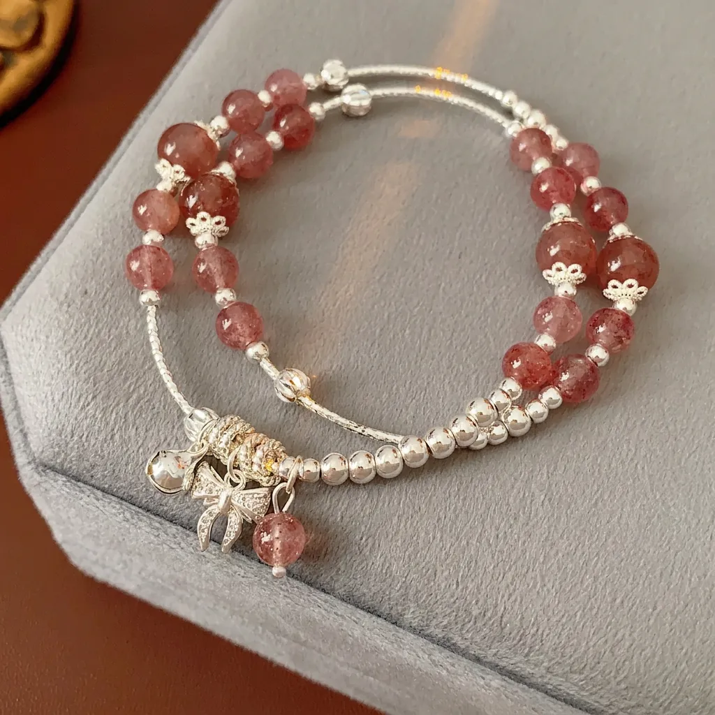 Bracciale In Cristallo Di Fragola Con Fiocco Campanello Zircone Rame Gioielli Di Moda Eleganti Da Donna