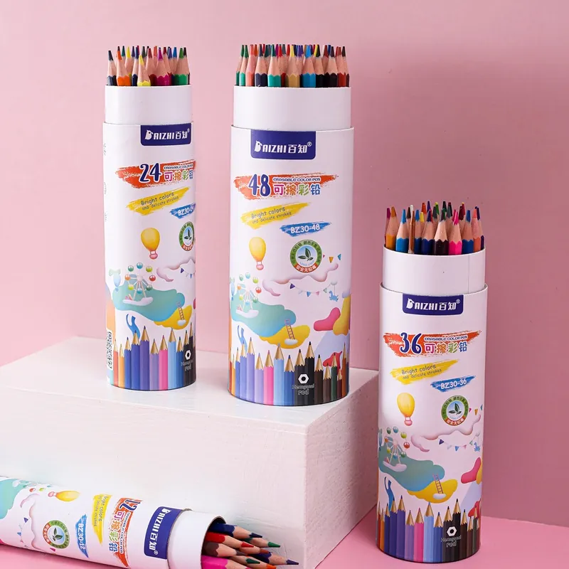 Erasable Colored Pencils Wood Hexagonal Barrel Non Toxic Multi Color Drawing Painting Art Supplies For Kids Students