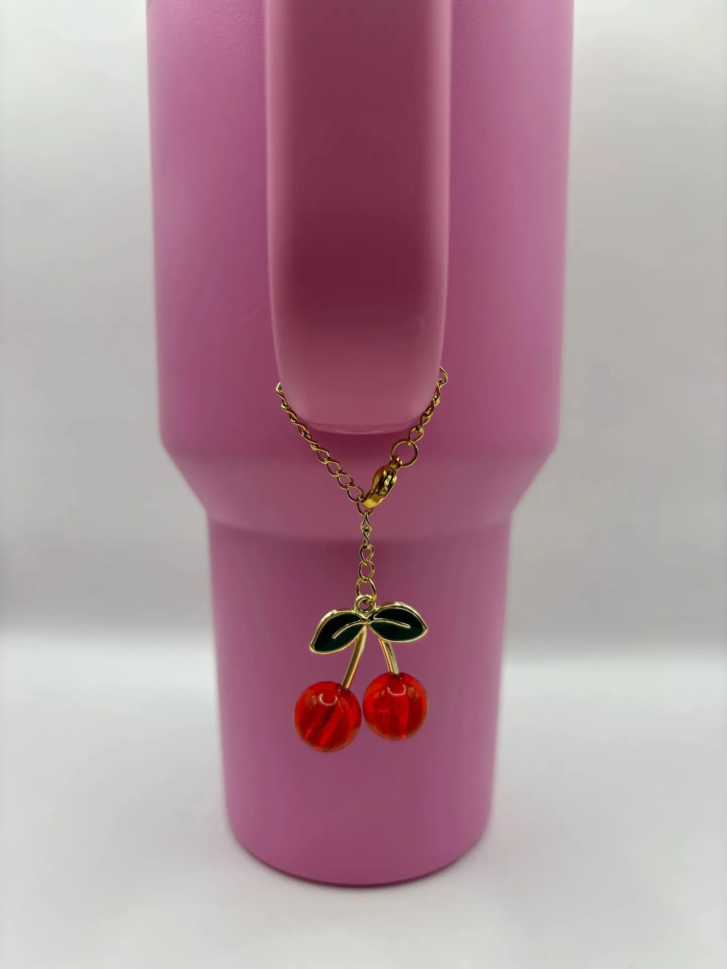 Cherry Keychain Charm Alloy Resin Rhinestone Pendant For Tumbler Cup Handbag Backpack Decoration Novelty