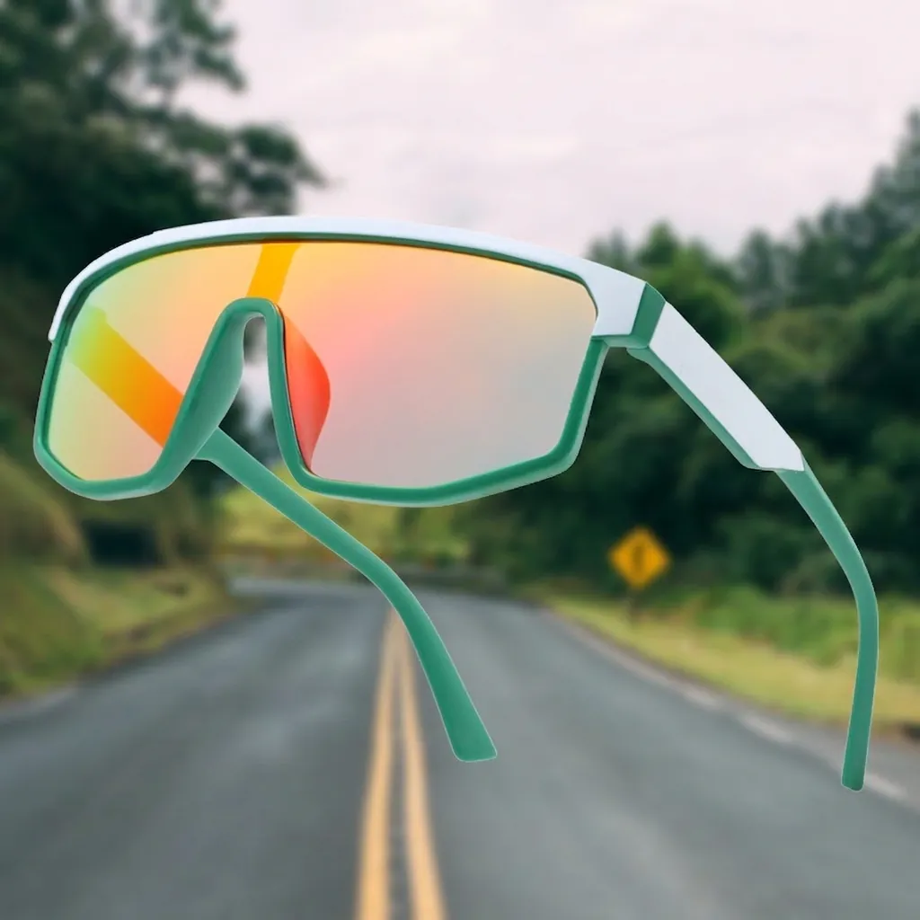 Oversized Sportzonnebril PC-Frame Uit Eén Stuk UV400-Bescherming Winddicht Voor Fietsen Wandelen Buiten Heren Dames
