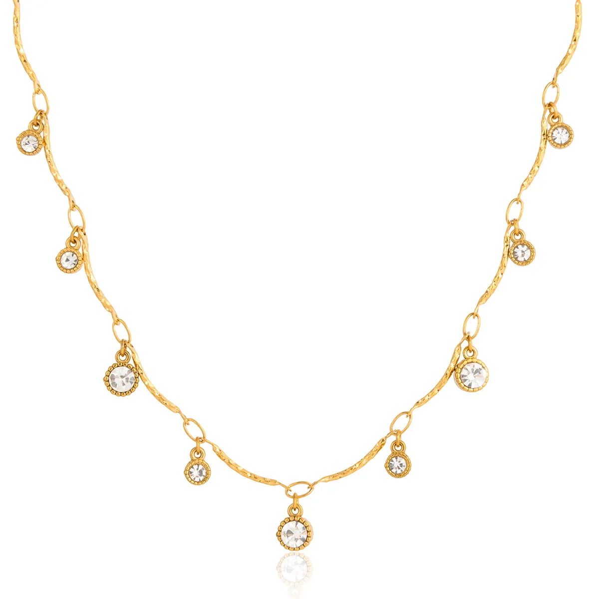 Elegante Roestvrijstalen Strass Halsketting Voor Dames 18K Verguld Waterdicht Hypoallergeen Rond Hart Hanger Sieraden