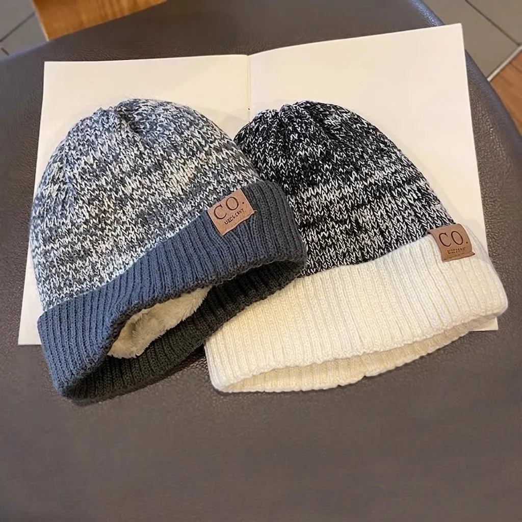 Winter Beanie Hat For Men Women Knitted Thick Fleece Lined Thermal Warm Cap Cold Weather Outdoor Casual Ribbed