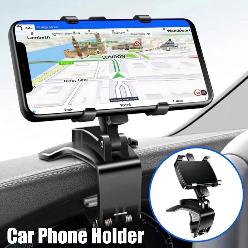 Universal Car Phone Holder Dashboard Rearview Mirror Sun Visor Mount 360 Rotation Adjustable Plastic Multi Functional Navigation Bracket