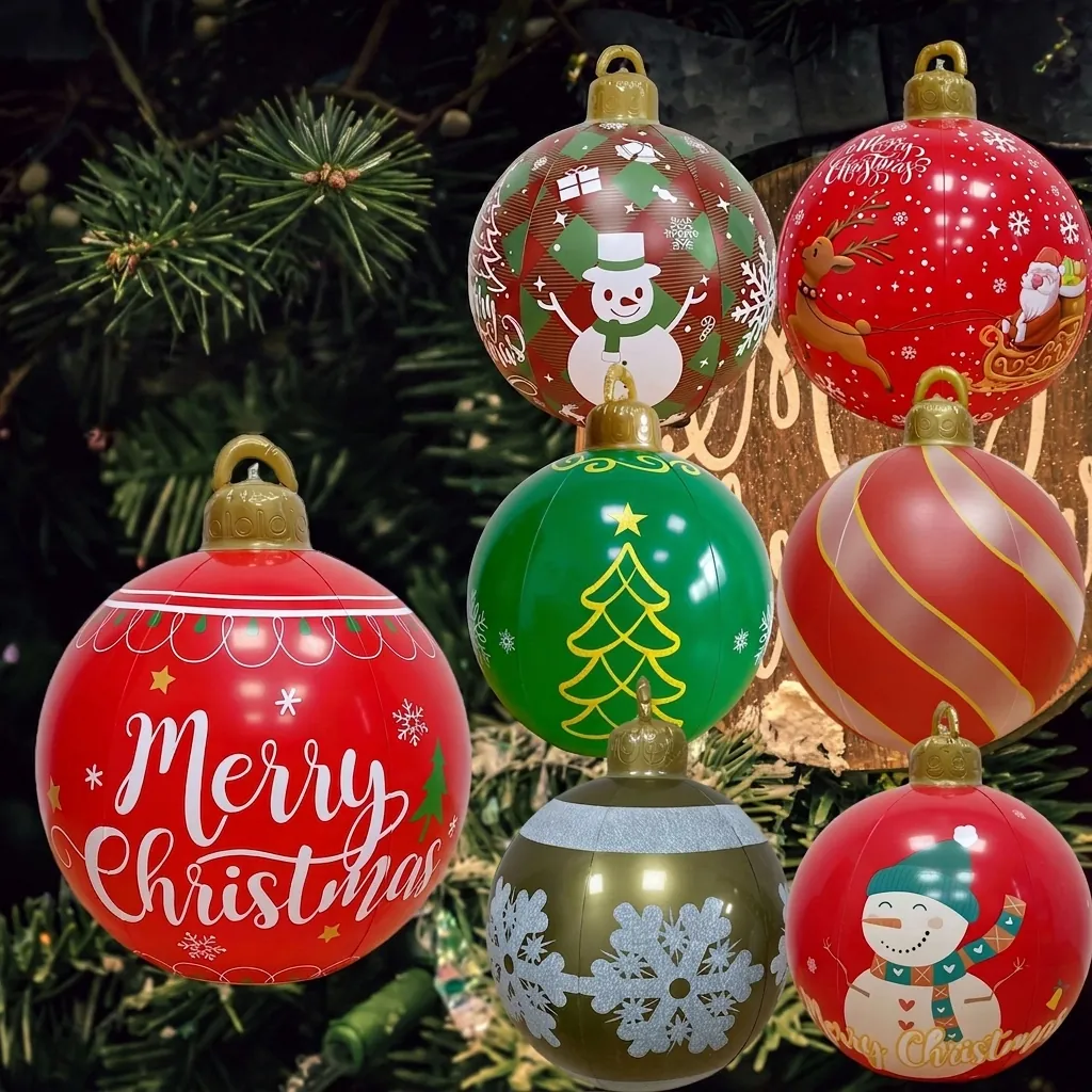 Large Inflatable Christmas Ball PVC LED Remote Control Outdoor Garden Yard Decoration Festive Ornament Waterproof