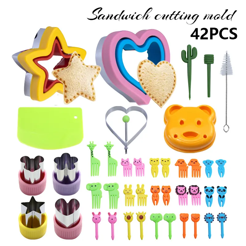 Kit de Découpe de Sandwich en Acier Inoxydable Étoile Cœur Animal Fruits Légumes Moule à Pain pour Enfants Bento Déjeuner