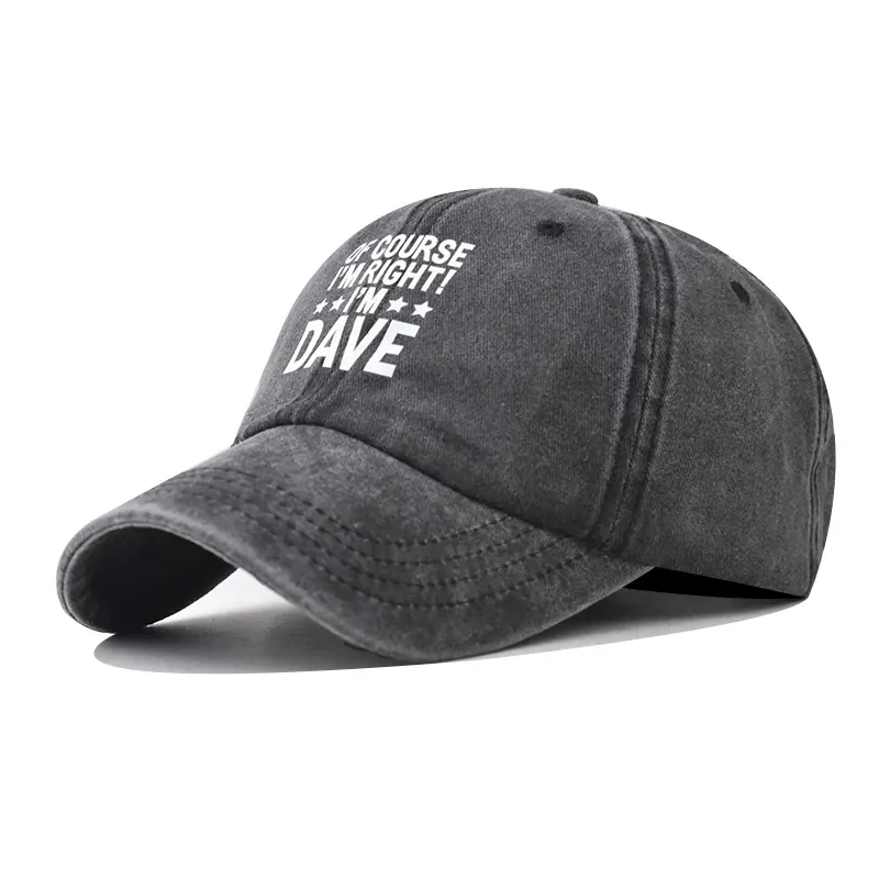 Vintage Washed Cotton Baseball Cap Slogan Printed Distressed Dad Hat Adjustable Outdoor Sun Protection Unisex