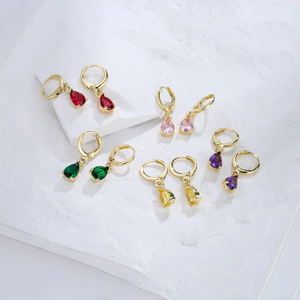 Tropfenohrringe Aus Kupfer Vergoldet Mit Zirkonia Birnenschliff Vintage Geometrischer Schmuck Für Damen