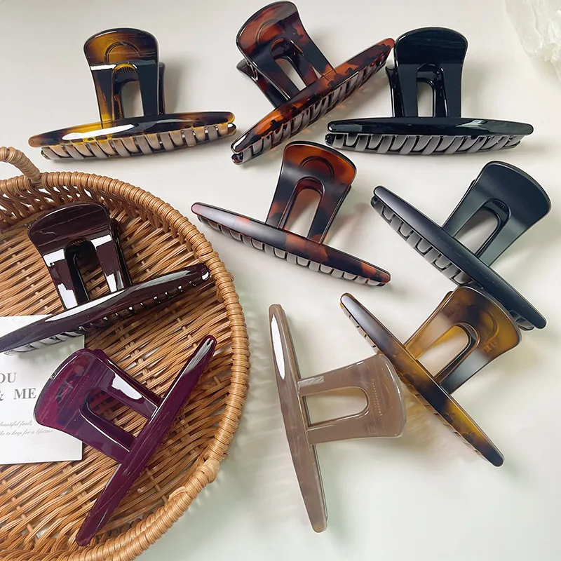 Large Hair Claw Clips For Women Strong Hold PC Plastic Shark Hair Clamps Retro Tortoiseshell Matte Minimalist Hairpins