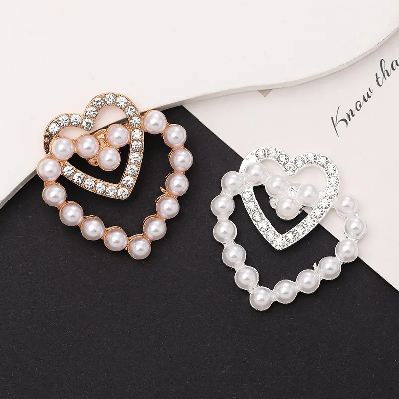 Ciondoli A Cuore Lega Perla Artificiale Strass Cuore Nidificato Accessori Fai Da Te Per Decorazione Scarpe Cover Telefono