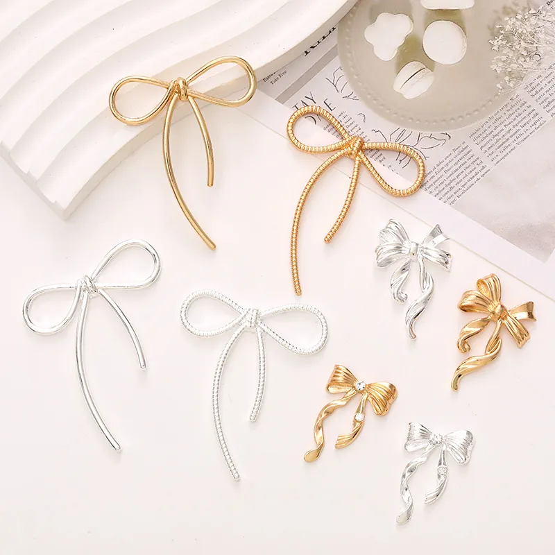 Bowknot DIY Jewelry Accessories Zinc Alloy Rhinestone Decorative Charms For Phone Case Shoes Fashion Elegant Ornament