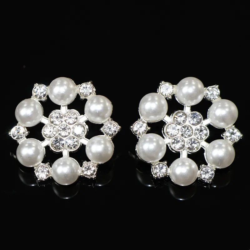 Vintage Flower Decorative Buttons Zinc Alloy With Faux Artificial Pearl And Rhinestone For Sewing DIY Clothing Decoration