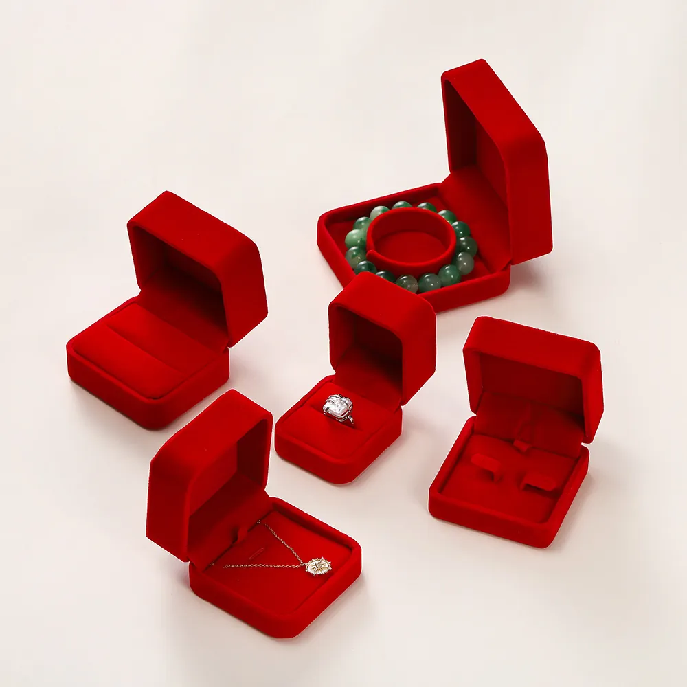 Velvet Jewelry Box Storage Case For Ring Earring Necklace Bracelet Gift Display Organizer Rounded Corner Soft Flocking
