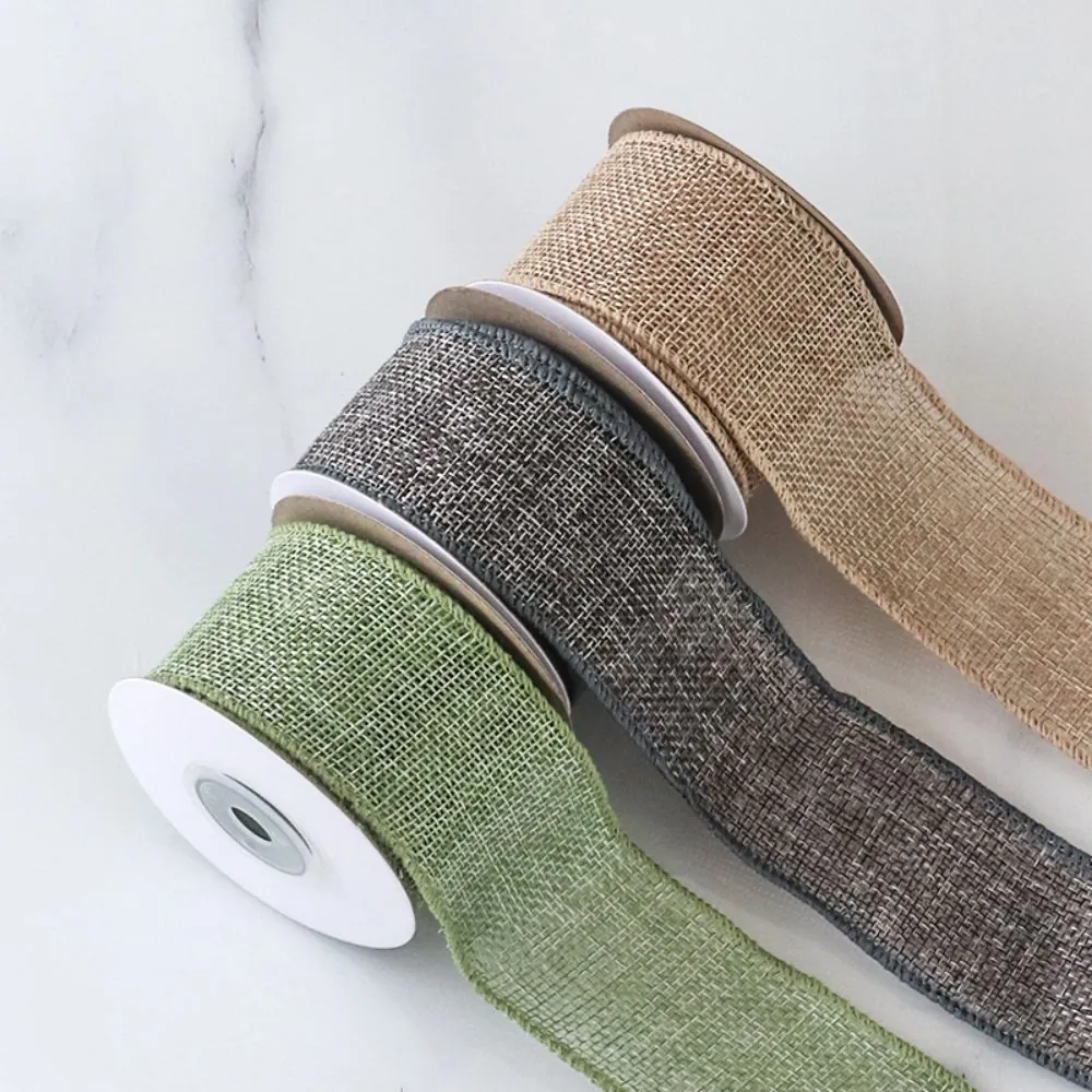 Colorful Faux Burlap Ribbon With Wire Edge For Christmas DIY Bows And Gift Wrapping Decor Woven Texture Handmade Craft Supply