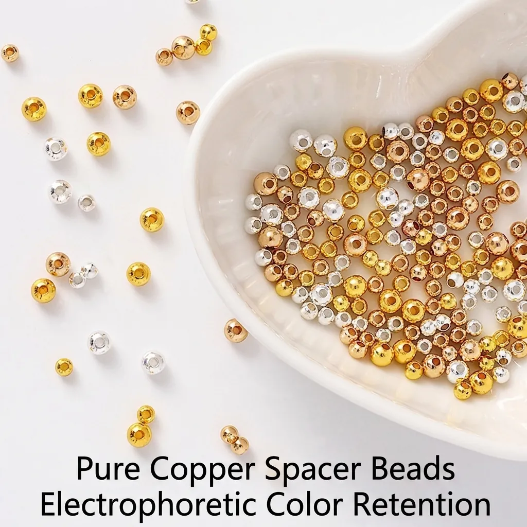 Perles Rondes Lisses En Cuivre Perles D Espacement Plaquées Or Pour La Fabrication De Bijoux DIY Bracelet Collier Artisanat