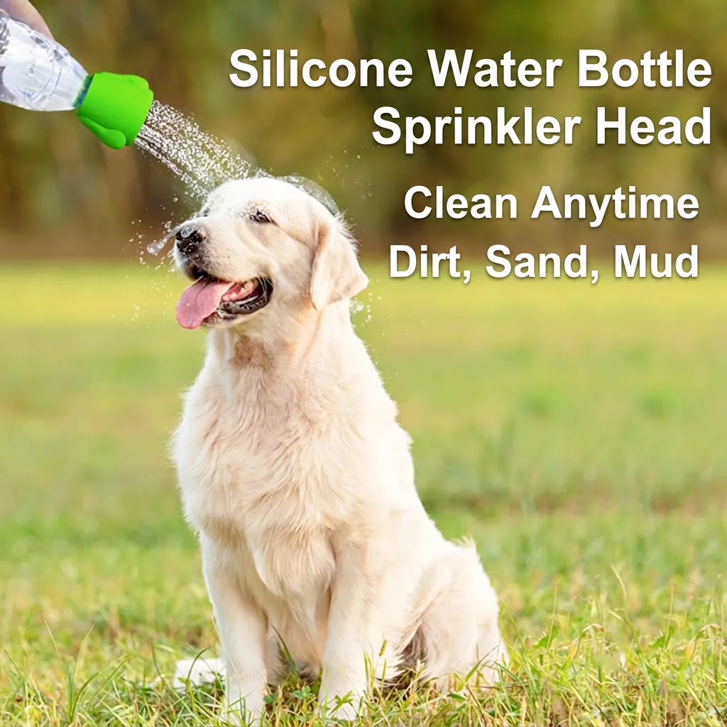 Portable Pet Shower Head Silicone Universal Water Bottle Attachment For Outdoor Travel Dog Cleaning Green Blue