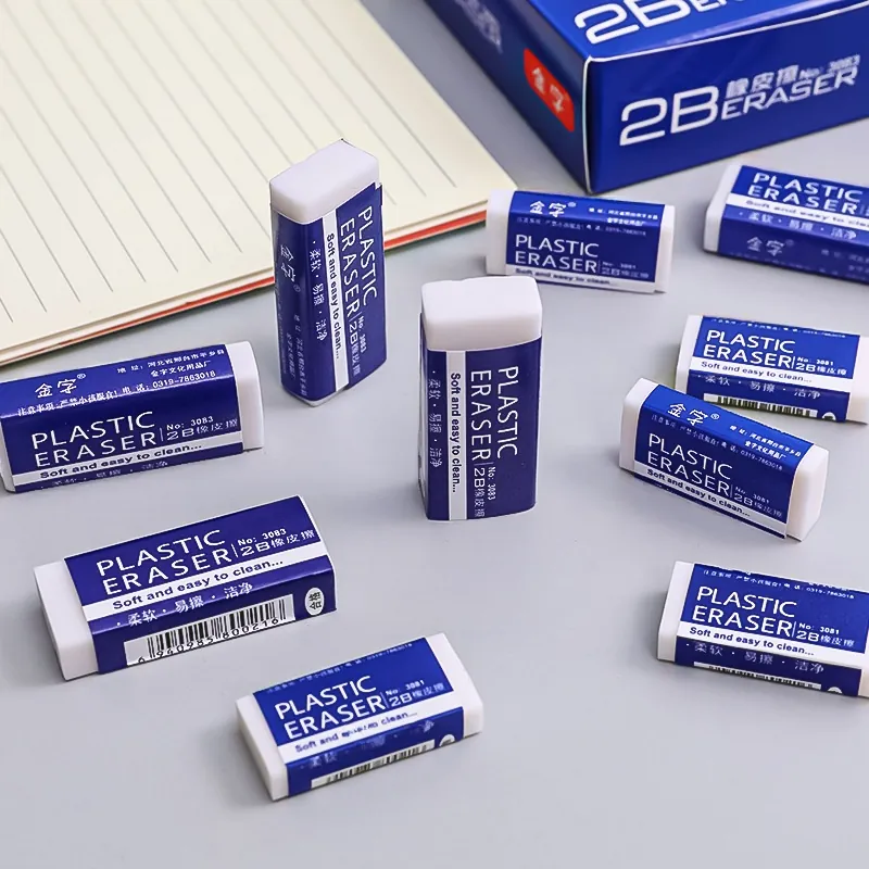 Blue White Plastic Eraser 2B Soft Easy To Clean For School Students Exam Sketching Drawing Stationery Rectangular