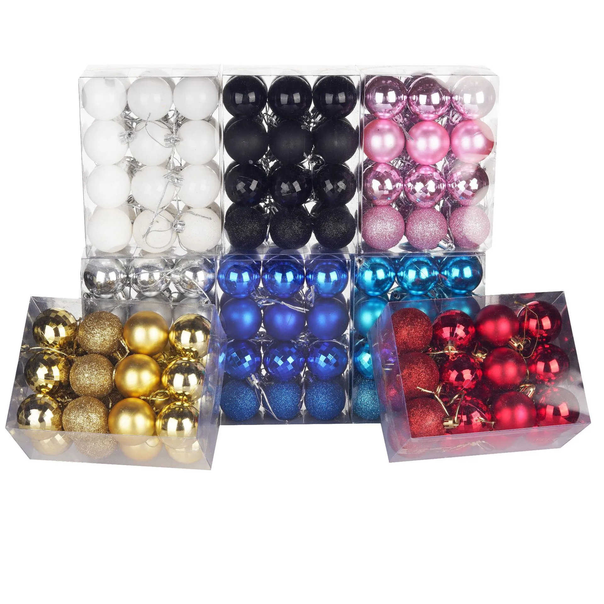 Christmas Ball Ornaments Plastic Electroplated Multi Surface Shiny Matte Glitter Faceted For Holiday Tree Decor