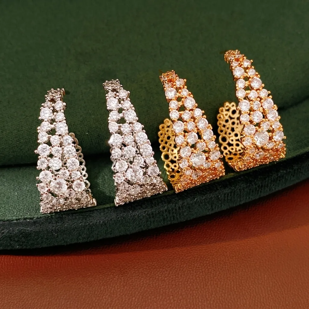 Orecchini A Cerchio Lusso Per Donna Rame Zircone Pave Forma U Geometrica Cavo Con Perno In Argento Gioielli Eleganti