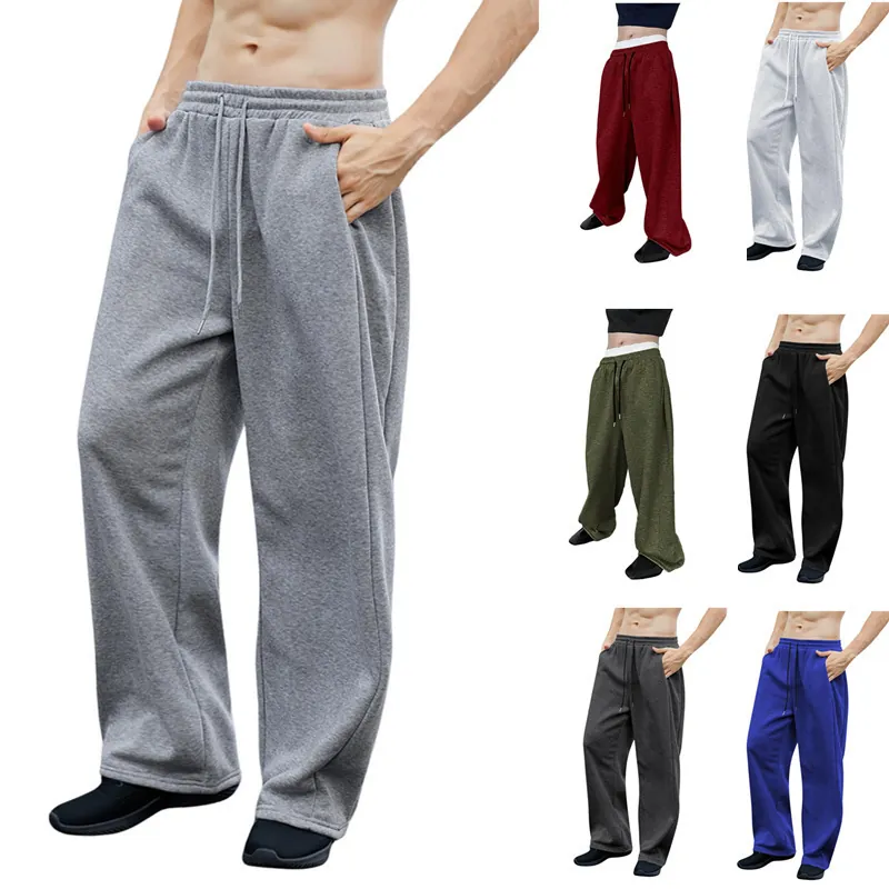 Men's Loose Fit Sweatpants Drawstring Elastic Waist Polyester Fleece Lined Hip Hop Streetwear Casual Baggy Joggers