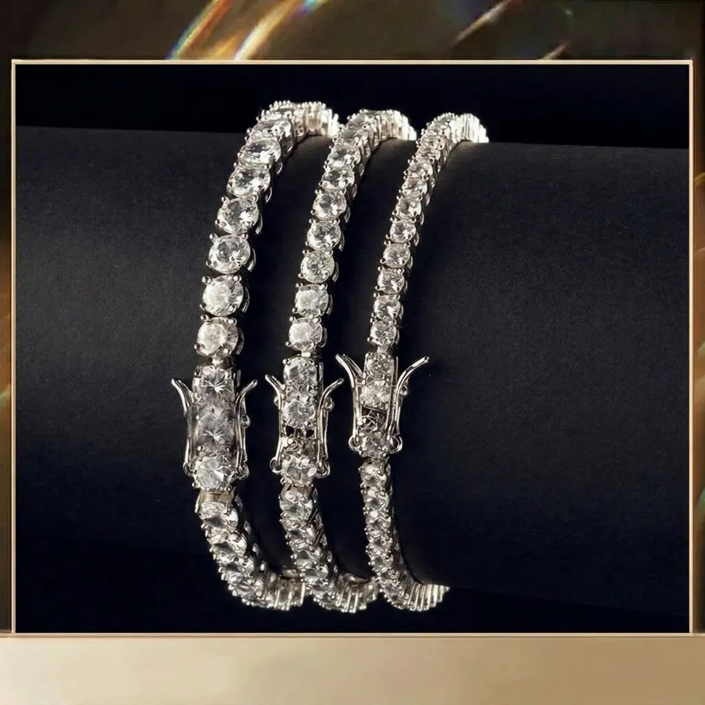 Hip Hop Tennis Bracelet Single Row Zirconia Copper Plated Gold Silver Rose Gold Bracelet For Unisex Jewelry Decoration Gift