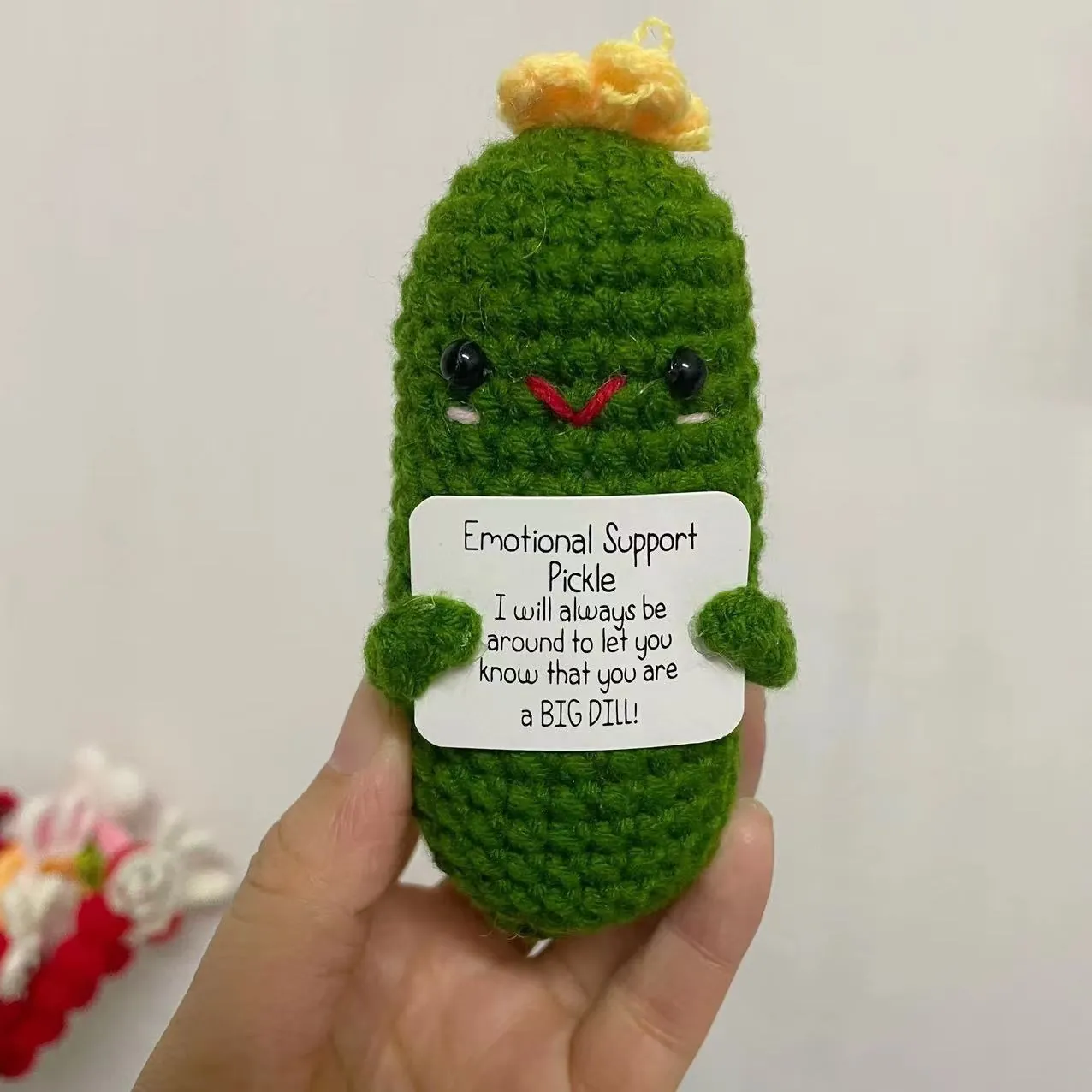 Handmade Crochet Emotional Support Pickle Potato Carrot Yarn Knitted Dolls With Inspirational Card Desk Decor Gifts