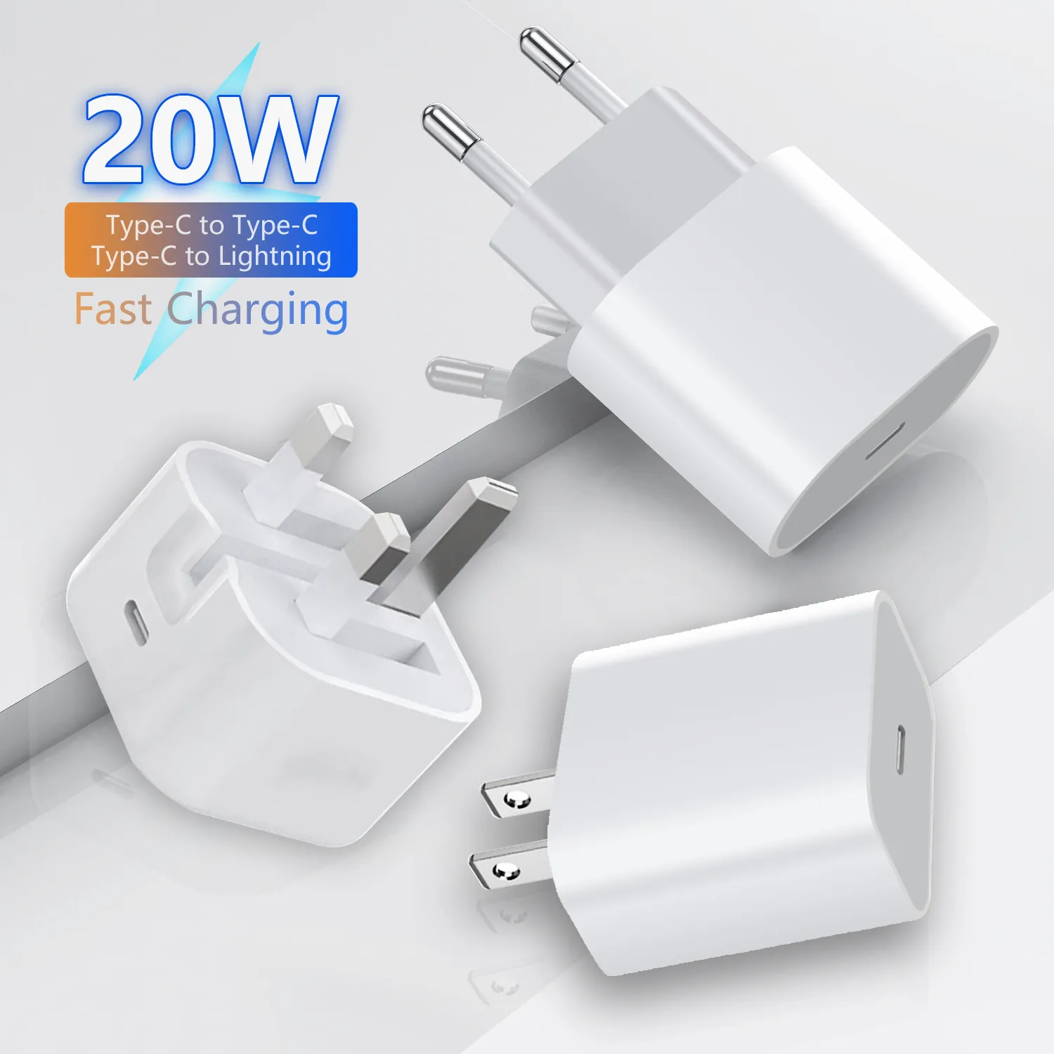 Universal Weiß PD20W Schnellladegerät USB-C Netzteil Wandladegerät Typ-C Ladekabel Für Smartphones Tablets Reisezubehör