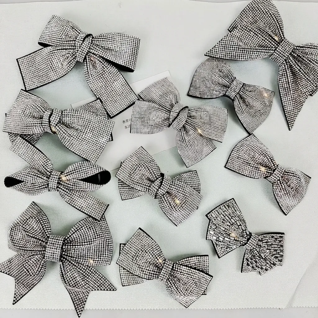 Sparkling Rhinestone Bow Hair Clip Elegant Bowknot Spring Clip Fashion Hair Accessories For Women Girls