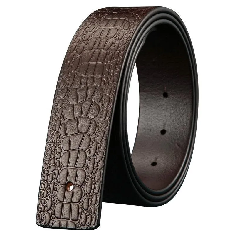 Men Genuine Leather Belt Strap Crocodile Pattern Embossed No Buckle Replacement Waistband Business Casual