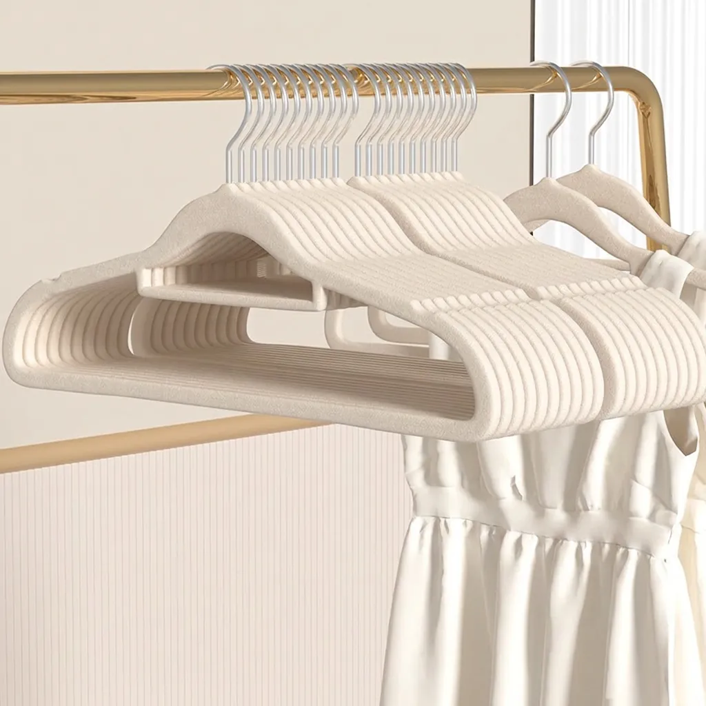 Non-Slip Velvet Flocked Hangers Seamless Space Saving Slim Wardrobe Clothing Hangers For Clothes Pants Dresses