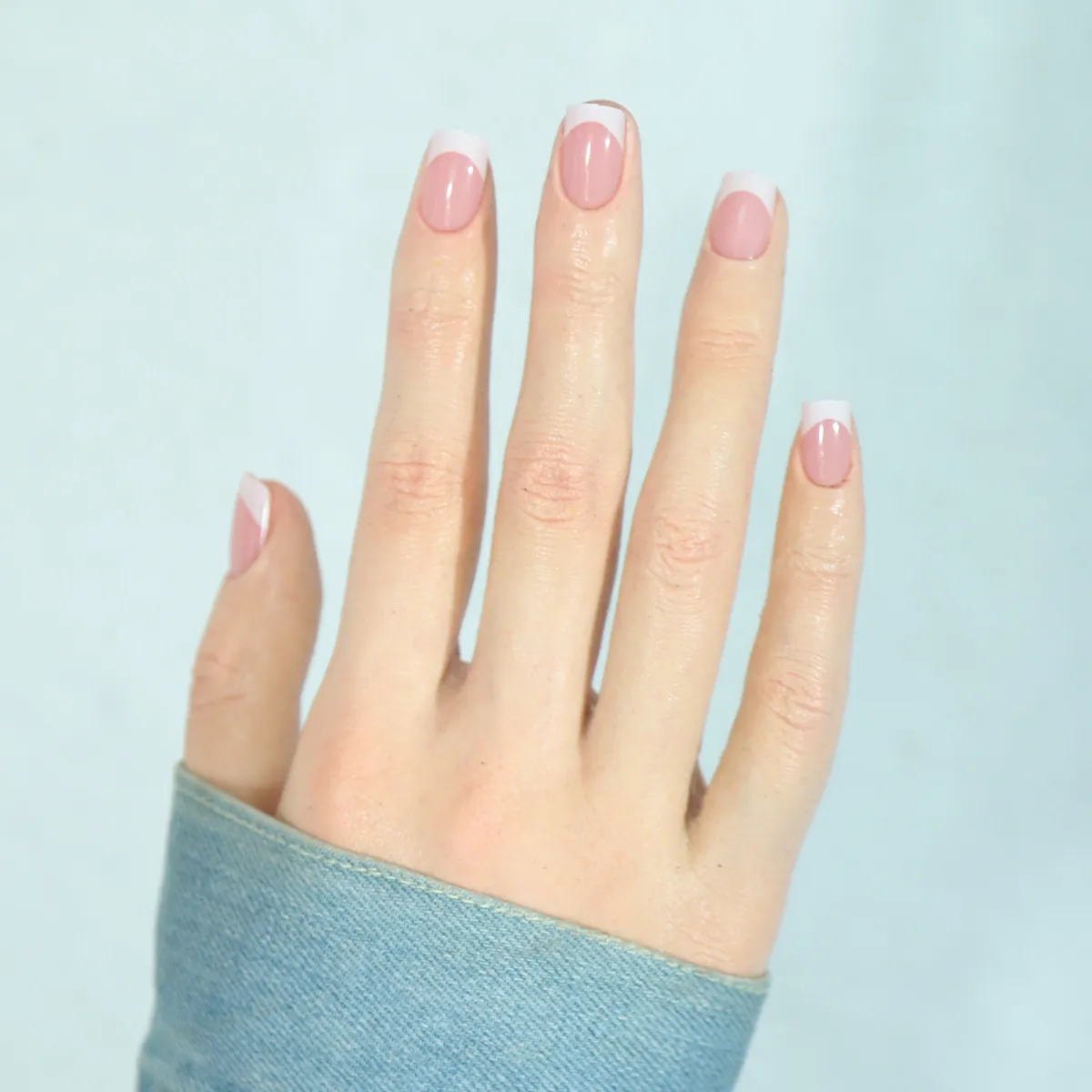 French Press On Nails Square Oval Pink White Glossy Elegant Luxury Artificial Fingernails Manicure Accessories For Women
