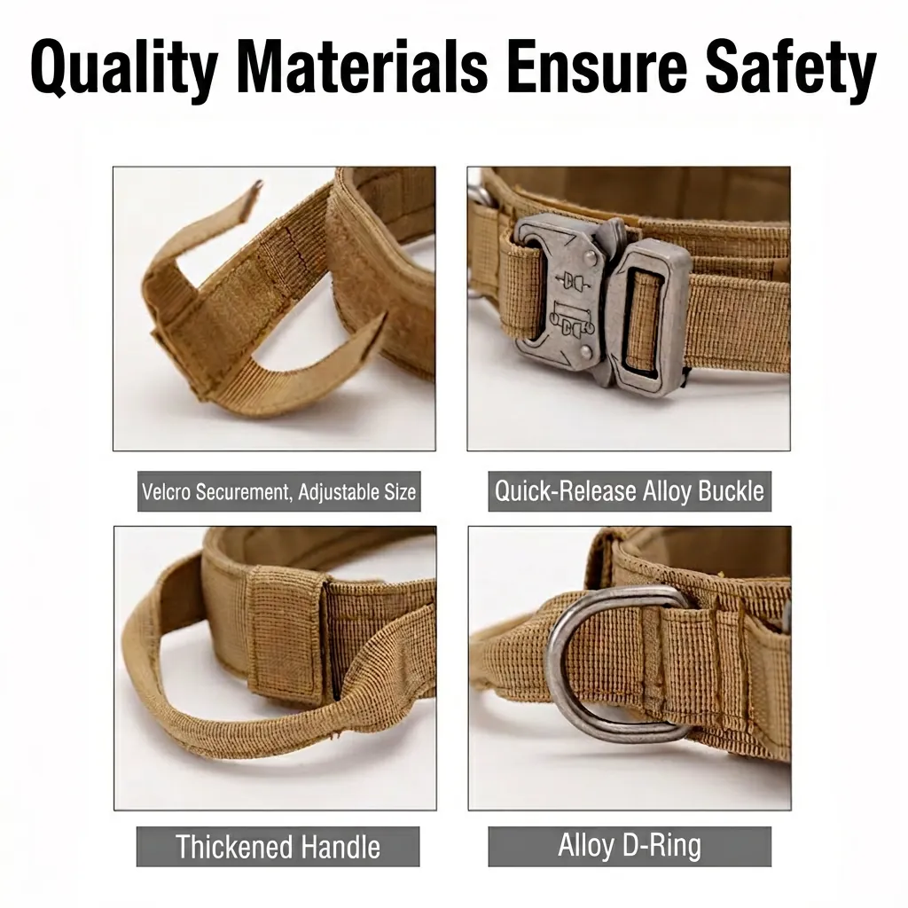 Tactical Dog Collar And Bungee Leash Heavy Duty Nylon With Metal Buckle Control Handle For Large Dogs Military Style