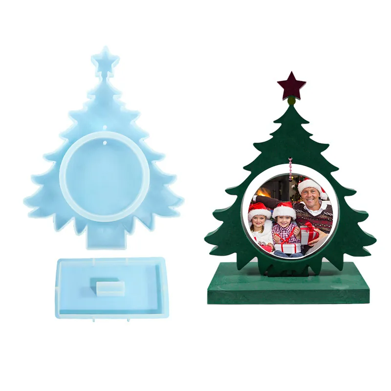 Christmas Tree Photo Frame Silicone Mold DIY Epoxy Resin Casting For Desktop Ornament Handmade Festive Decoration