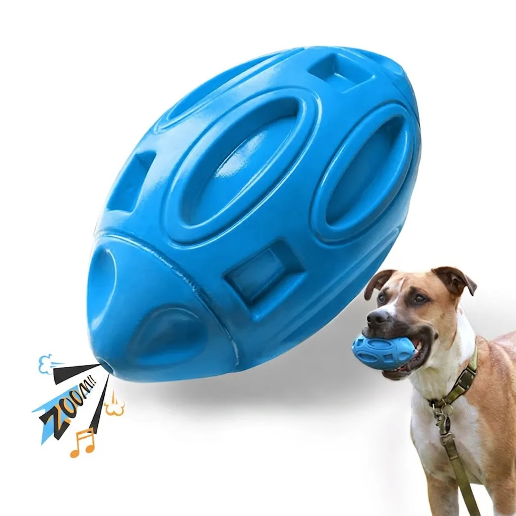 Juguete Chillón Para Perros De Caucho Natural Forma De Rugby Limpieza Dental Resistente A Mordidas Lavable Pelota