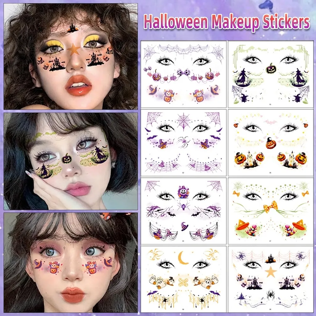 Halloween Christmas Kids Cartoon Face Tattoo Stickers Facial Makeup Party Stage Performance Temporary Tattoo Stickers