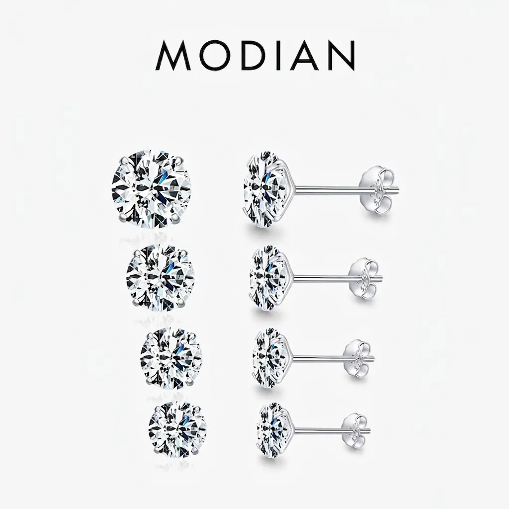 Orecchini A Lobo Tondi In Zirconia Cubica Con Perno In Argento Sterling 925 Gioielli Minimalisti Per Donne