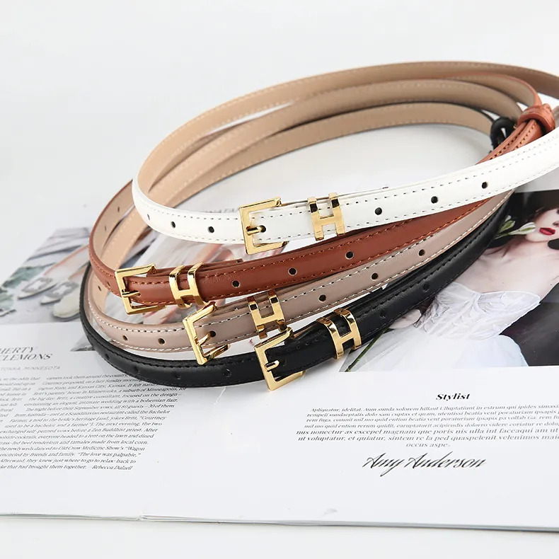 Cintura Sottile Da Donna Retro Pelle PU Moda Versatile Decorativa Fibbia Ad Ardiglione Lega Elegante