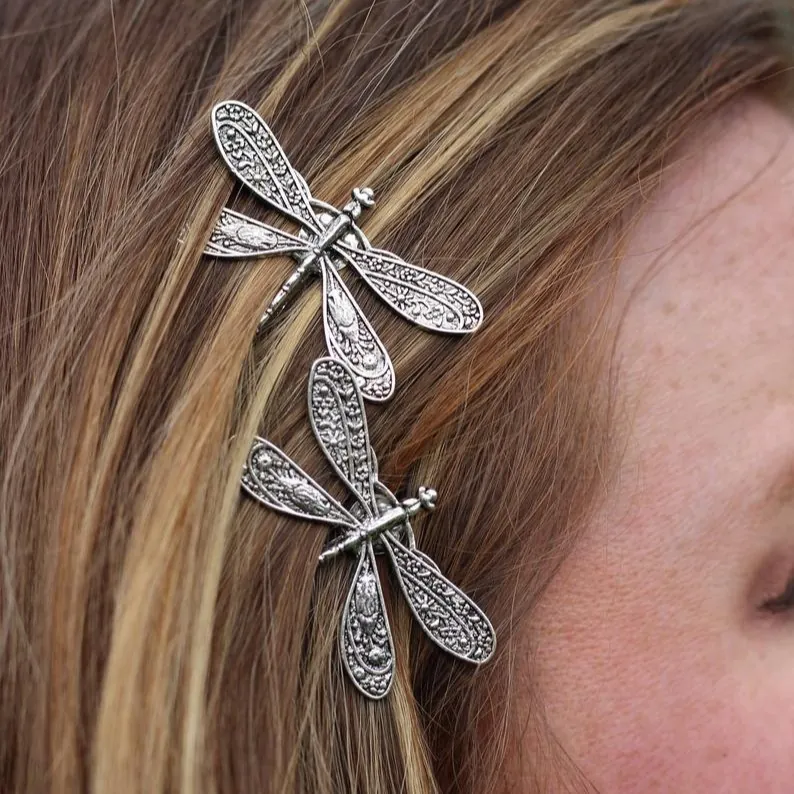 Vintage Dragonfly Clover Hair Clips Alloy Metal Retro Hairpins Bionic Design Bridal Wedding Accessories For Women