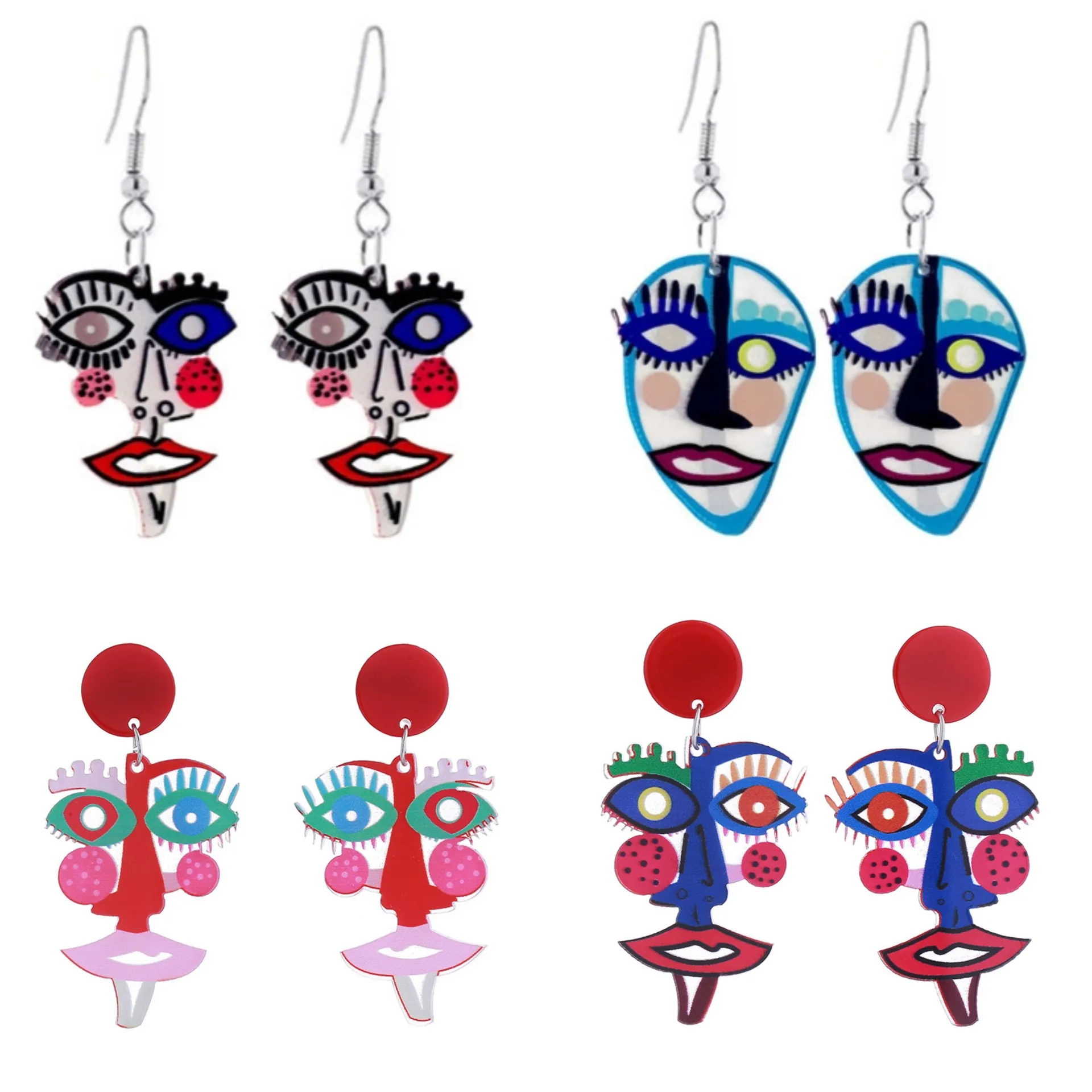 Creative Abstract Human Face Acrylic Earrings Artistic Pop Art Style Irregular Dangle Earrings For Women Party Jewelry Gift