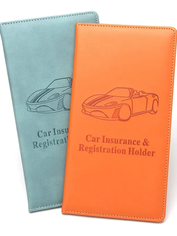 Car Insurance And Registration Holder PU Leather Long Document Case Vehicle Protective Sleeve Embossed Car Pattern