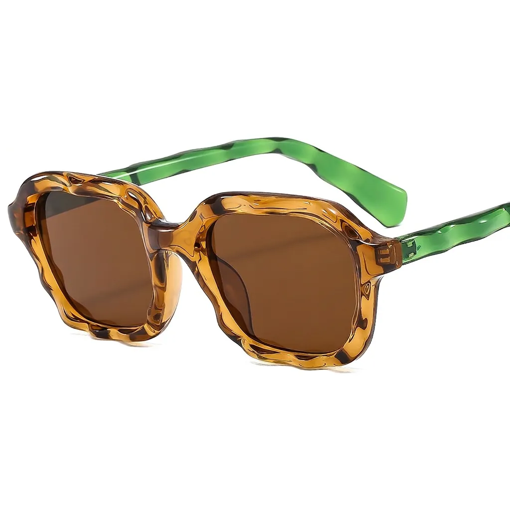 Wavy Square Frame Sunglasses PC Material UV400 Protection Fashion Retro Irregular Designer Eyewear For Men Women