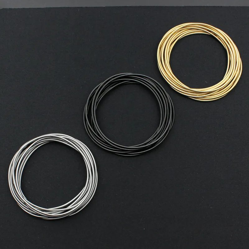 Minimalist 304 Stainless Steel Spiral Wire Bangle Multi Layer Expandable Spring Bracelet For Women Men