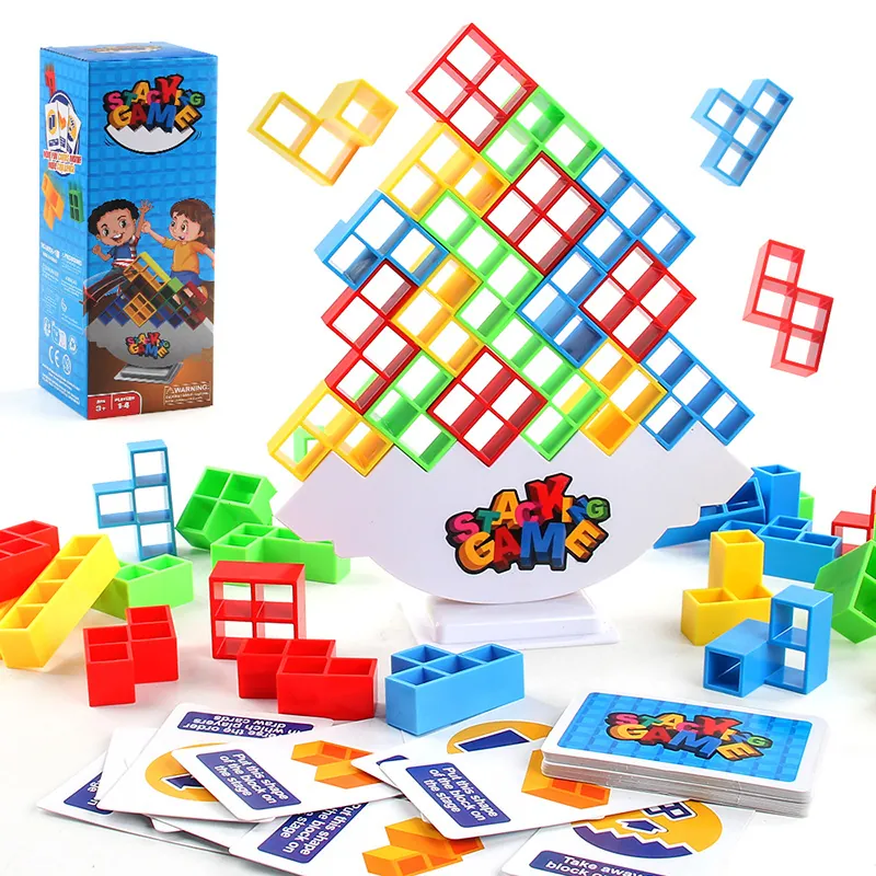 Stacking Game Balancing Blocks Plastic Geometric Puzzle Desktop Interactive Toy For Kids Educational Balance Training