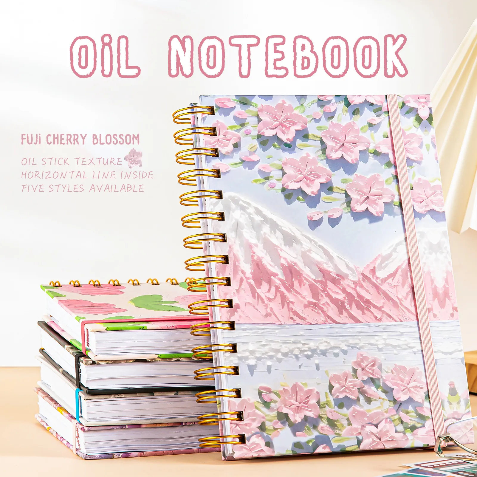 A5 Spiral Notebook Aesthetic 3D Oil Painting Texture Cover Journal Thick Paper For Office School Students Writing