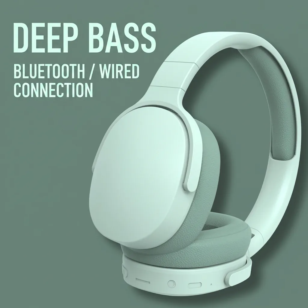Over Ear Bluetooth Headphones Folding Wireless Noise Cancelling HiFi Stereo Gaming Sports Headset PC ABS